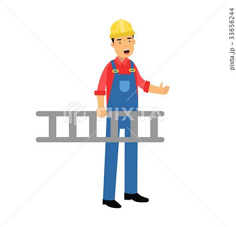 Male construction worker character carrying a 33656244
