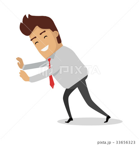 Man Pushing Unseeing Wall. Businessman with tie 33656323