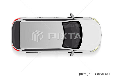 White Car from Top View Vector Illustration. 33656381