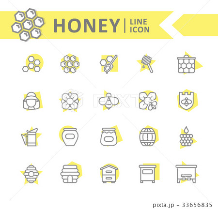 Set of vector honey line icons. Bee, honeycomb 33656835