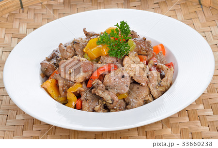stir fry pork with pepper chilli. thailand food 33660238