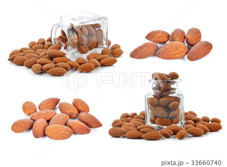 Almonds isolated on white background. 33660740