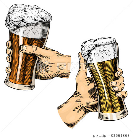 Beer glass, mug or bottle of oktoberfest. engraved Beer glass, mug or bottle of oktoberfest. engraved 33661363