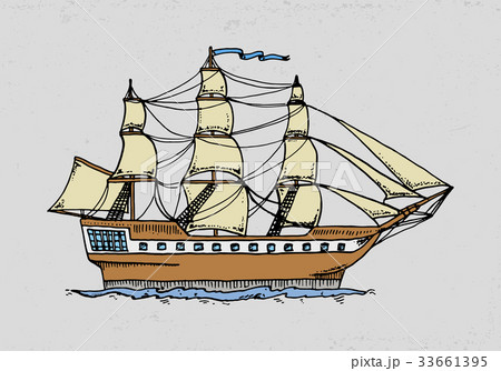 cruise ship or Sailboat illustration. to deep sea 33661395