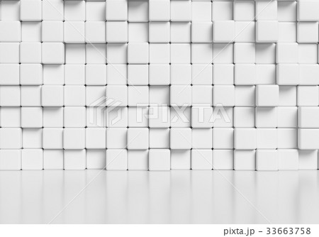White cubes wall and glossy floor 3d background 33663758