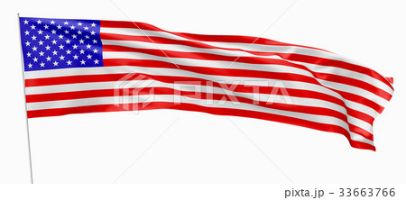 Long flag of United States with flagpole 33663766