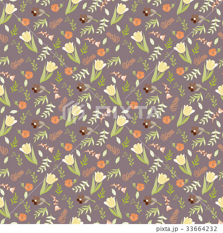 Elegant pattern with tulips and wild flowers Elegant pattern with tulips and wild flowers 33664232