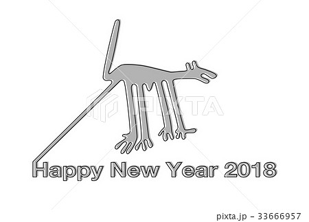 18年 年賀状 ナスカの地上絵 Nazca Lines グレーのイラスト素材 18年 年賀状 ナスカの地上絵 Nazca Lines グレーのイラスト素材