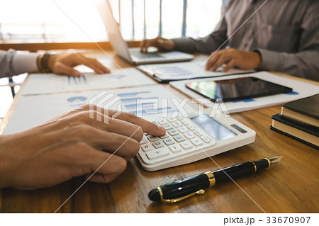 Business man analysis data document 33670907