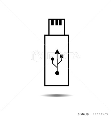 USB flash drive icon with symbol and shadow,vector 33673929