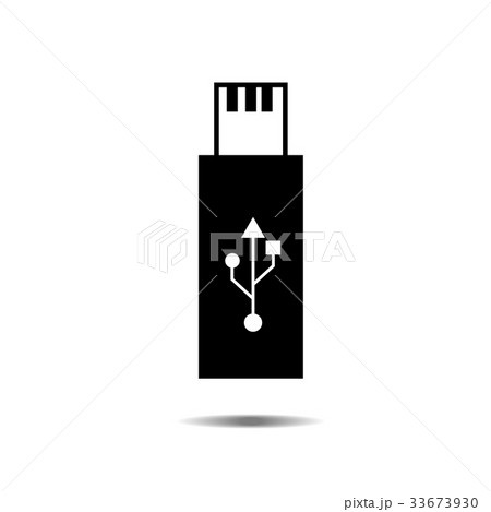Black usb flash drive icon with symbol and shadow 33673930