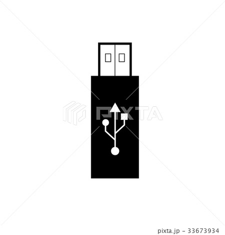 Black usb flash drive icon with symbol, vector Black usb flash drive icon with symbol, vector 33673934