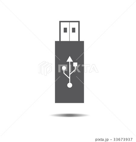 Gray usb flash drive icon with symbol, vector  33673937