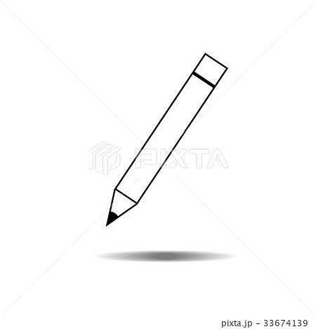 Pencil - vector icon in black with shadow 33674139