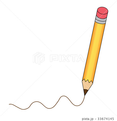 Pencil - vector icon in brown with a writing brown 33674145