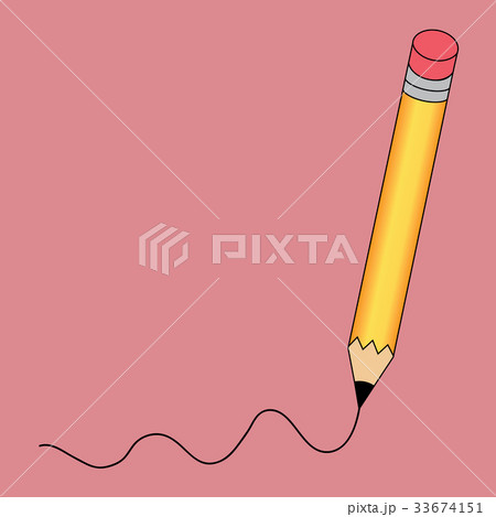 Pencil - vector icon in yellow with a writing 33674151