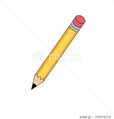 Pencil - vector icon in yellow with shadow  33674152