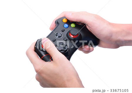 Black gamepad in hands 33675105
