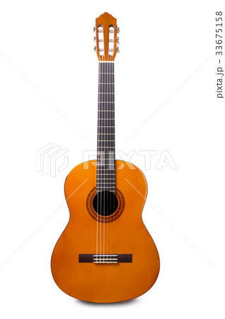 Orange acoustic guitar isolated 33675158