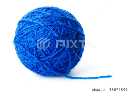 Clew of blue wool thread Clew of blue wool thread 33675341