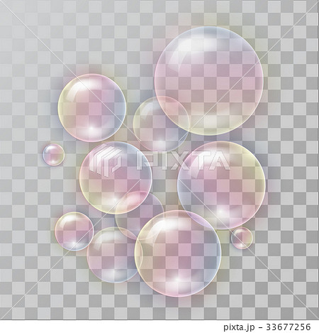 Realistic soap bubbles with rainbow reflectionのイラスト素材 