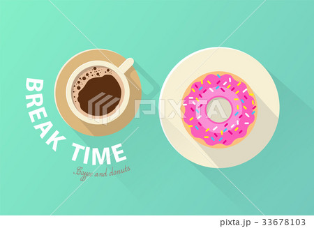 Coffee Break Time With Donutsのイラスト素材