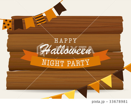 ハロウィン　木のボード 33678981
