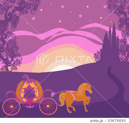 horse carriage and a medieval castle horse carriage and a medieval castle 33679093