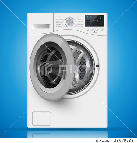 Realistic white front loading washing machine  33679638