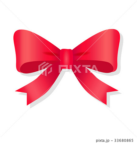 Red Bow Isolated on White. Pussy Bright Bowknot. 33680865