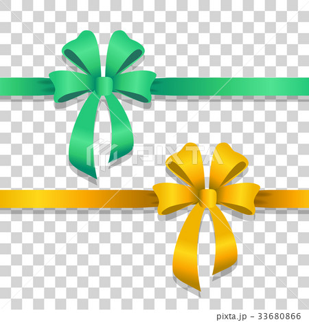 Green and Yellow Wide Ribbons with Bright Bows 33680866