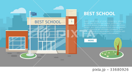 High School Building Vector in Flat Style Design 33680926