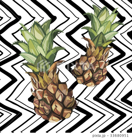 Vector Pineapples hand drawn sketch. Watercolor 33680951