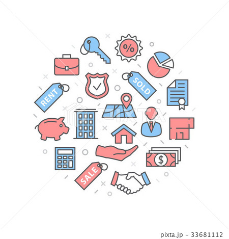 Mortgage Illustration with icons and signs Mortgage Illustration with icons and signs 33681112