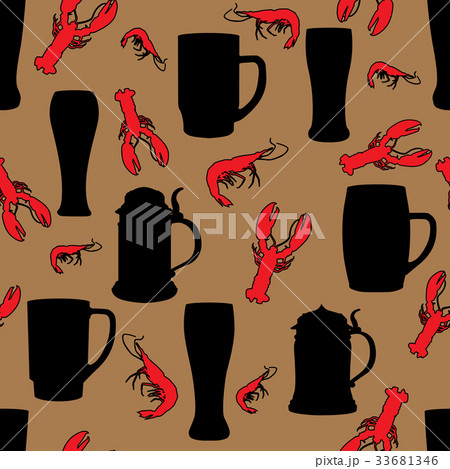 Beer glass tile pattern Beer mug, food background 33681346