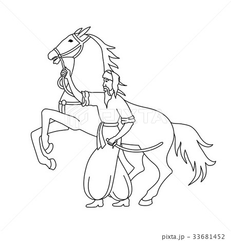 Vector illustration of cossack with horse 33681452