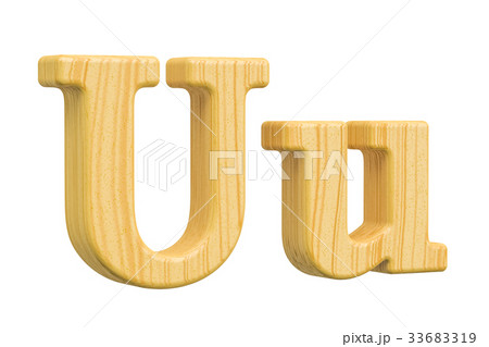 English wooden letter U with serifs, 3D rendering 33683319