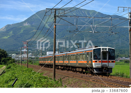 夏の伊吹山と311系普通電車 33687600