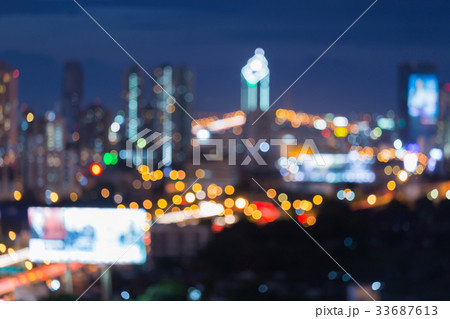 Night blurred bokeh city downtown light  33687613