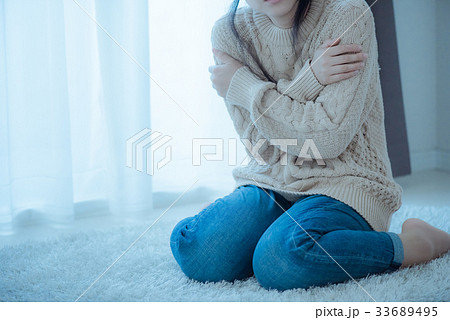 Japanese Women Wearing A Knit That Feels Chilly Stock Photo Japanese Women Wearing A Knit That Feels Chilly Stock Photo