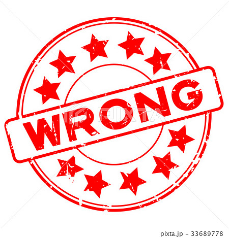 Grunge red wrong round rubber seal stamp Grunge red wrong round rubber seal stamp 33689778