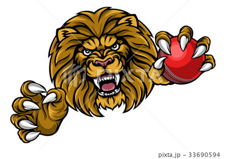 Lion Cricket Ball Sports Mascot Lion Cricket Ball Sports Mascot 33690594