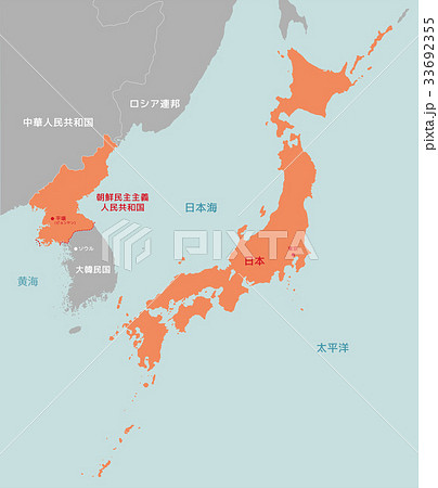 地図 北朝鮮と日本 のイラスト素材