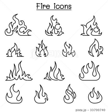 Fire icon set in thin line style 33700740