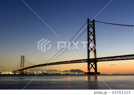 明石海峡大橋 夜明け 33701315
