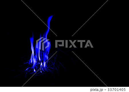 Abstract blue fire flames on dark background. 33701405