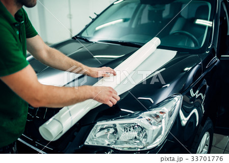 Paint protection film installation, hood protect 33701776