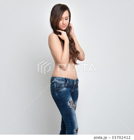 Topless Wearing Jeans