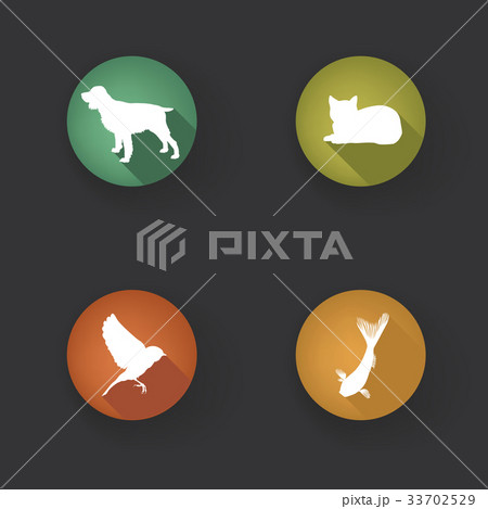 Pet Icons Set. Vet Symbols. Animal silhouettes Pet Icons Set. Vet Symbols. Animal silhouettes 33702529