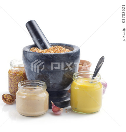 mustard sauce collection on white mustard sauce collection on white 33702621